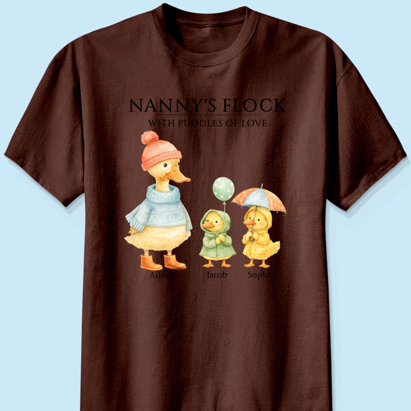 Nanny's Flock with Puddles of Love - Personalised Shirt - Gift for Grandma