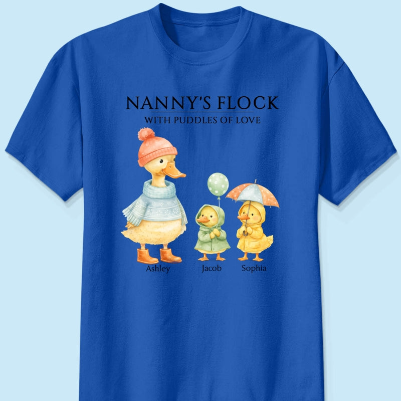 Nanny's Flock with Puddles of Love - Personalised Shirt - Gift for Grandma