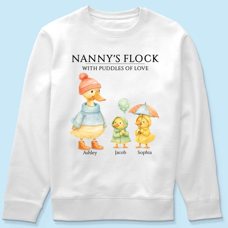 Nanny's Flock with Puddles of Love - Personalised Shirt - Gift for Grandma