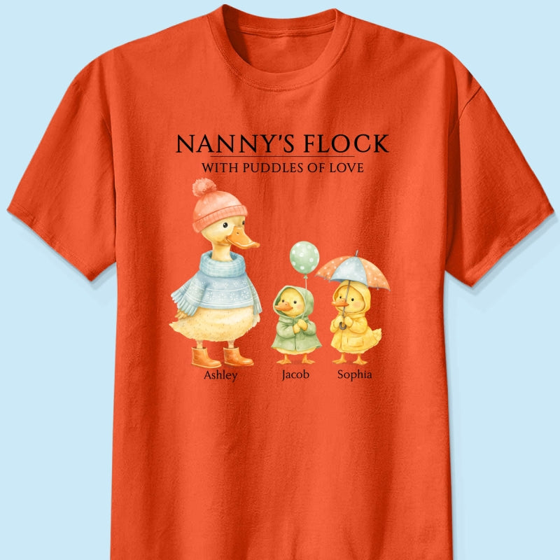 Nanny's Flock with Puddles of Love - Personalised Shirt - Gift for Grandma