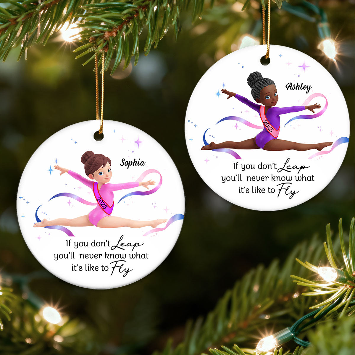 What It's Like To Fly Front Split Gymnastic Girl - Personalized Ceramic Ornament - Gymnast Gift For Daughter, Granddaughter