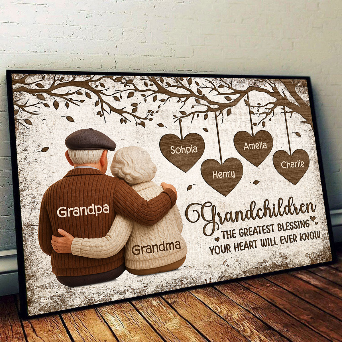 Grandparents And Grandkids The Greatest Blessing - Personalized Poster - Heartwarming Christmas Gift For Grandparents, Grandkids