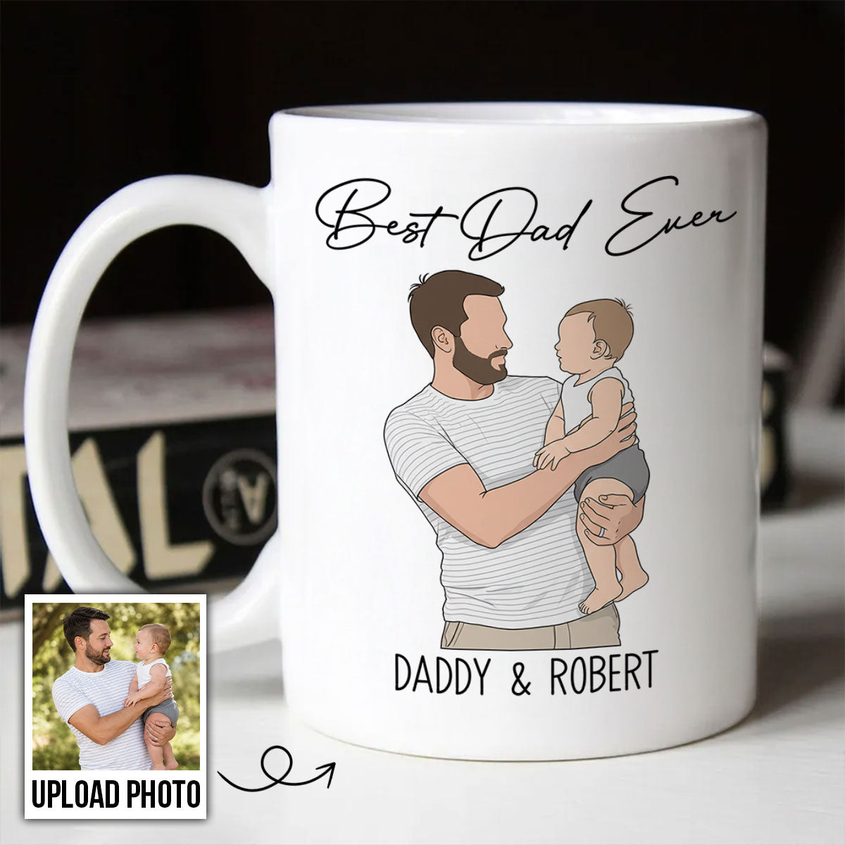 Faceless Portrait Style Best Dad Ever - Personalized Mug - Father's Day Gift For Dad, Husband