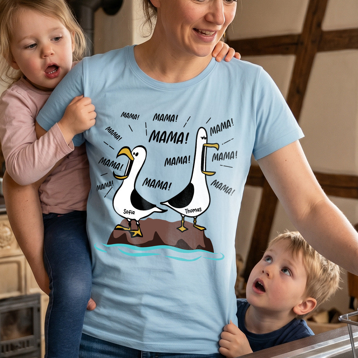 Möwen-Mama Mama! Mama! Mama! - Personalisiertes Shirt - Lustiges Muttertagsgeschenk für Mutter