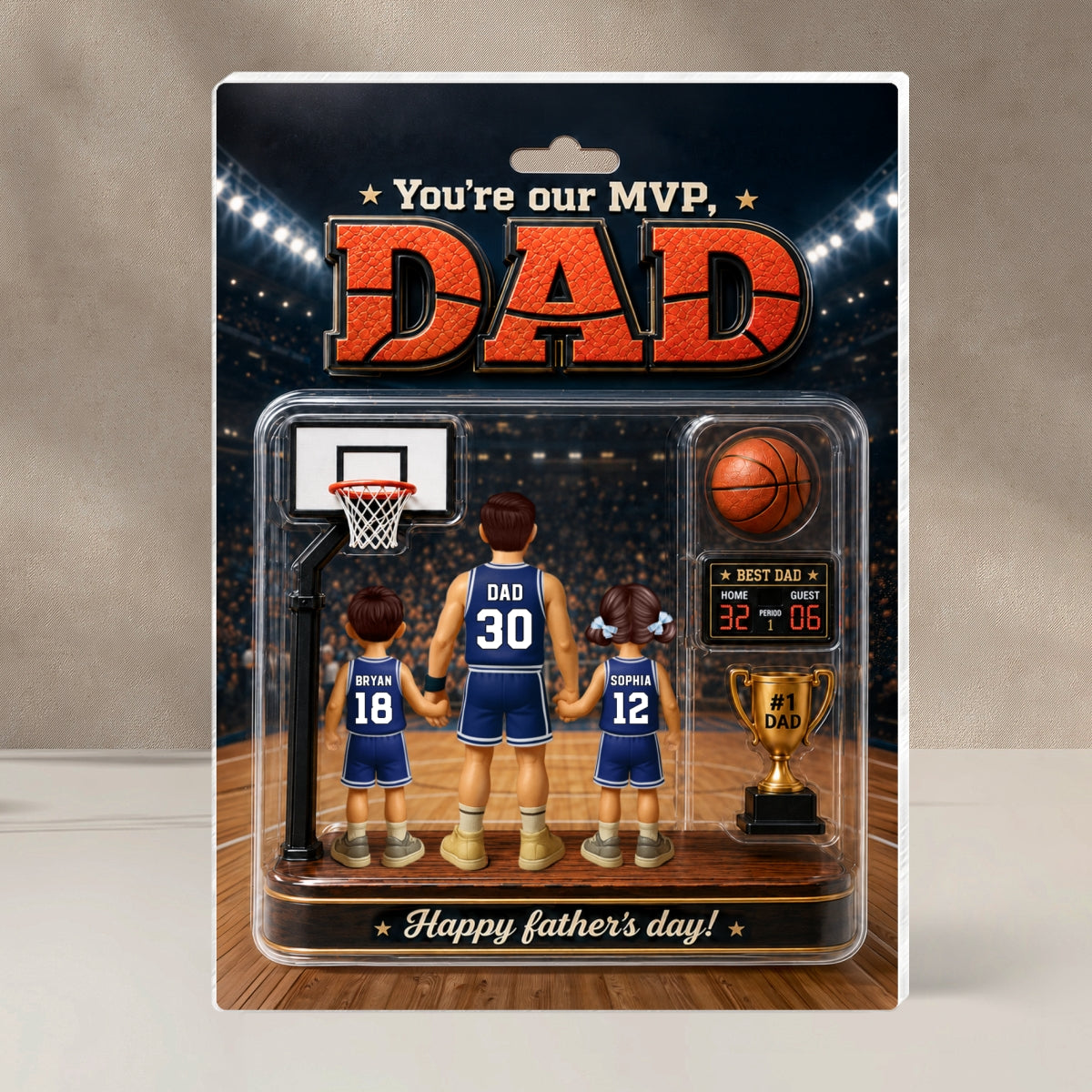 You Are Our MVP Basketball Dad, Custom Action Figure - Personalized Acrylic Block Plaque -  Gift for Dad, Husband