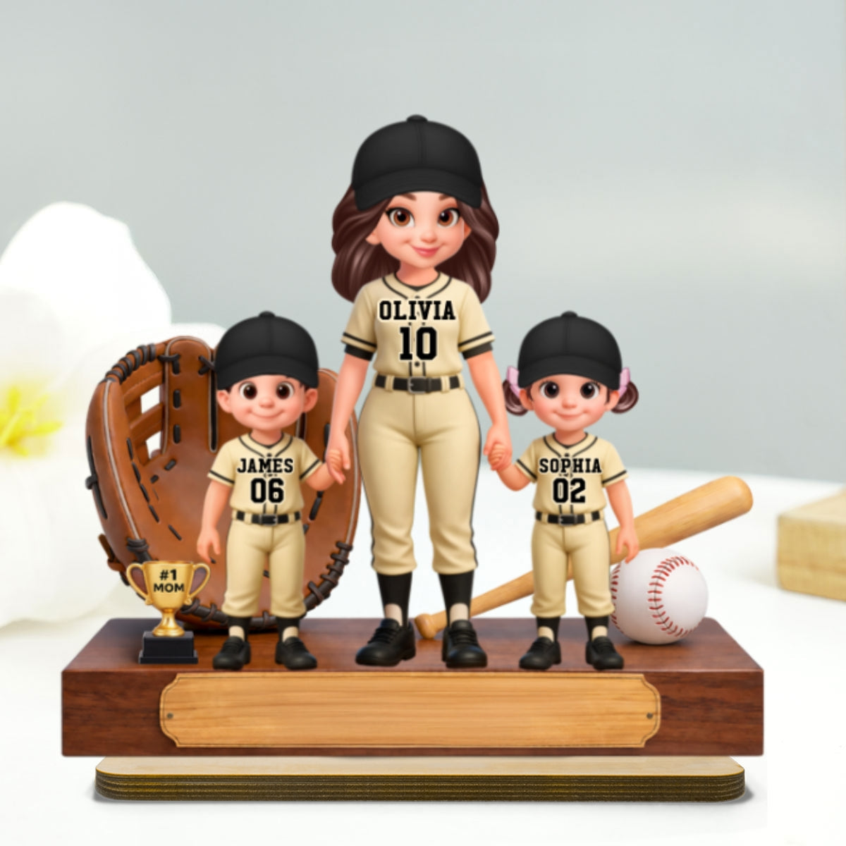 Baseball Mom And Kids We Caught The Best Mom - Personalized 2-Layered Wooden Plaque - Mother's Day Gift For Baseball Mom