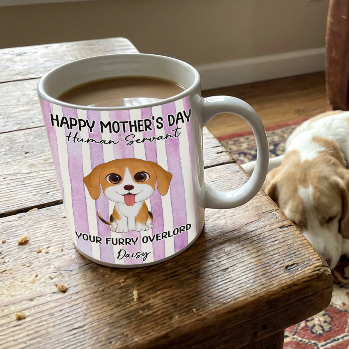 Watercolor Dog Happy Mother's Day Human Servant - Personalized Mug - Funny Mother's Day Gift For Dog Mom, Dog Lovers