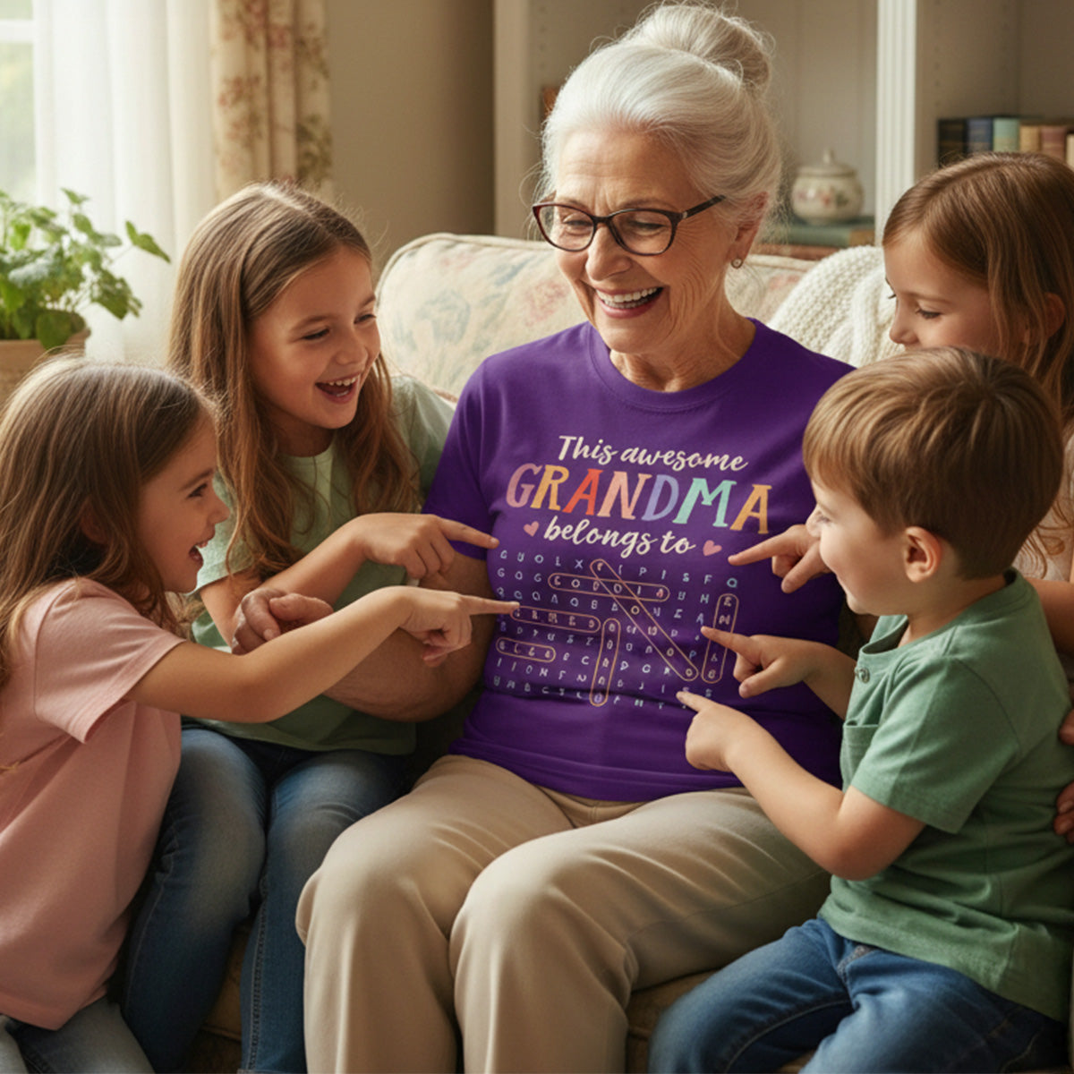 This Awesome Grandma Belongs To Grandkids Name Word Search Puzzle - Personalized Shirt - Mother's Day Gift For Grandma Mom