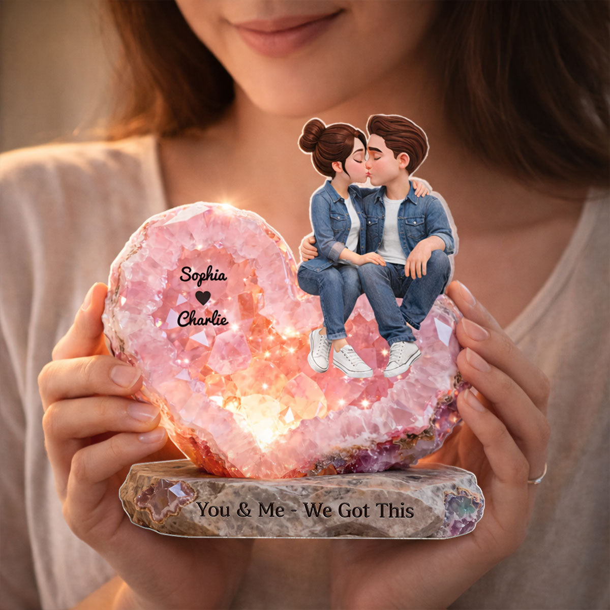 You & Me We Got This Rose Quartz Style - Personalized Acrylic Block Plaque - Anniversary, Valentine's Day Gift, Gift For Him, Gift For Her