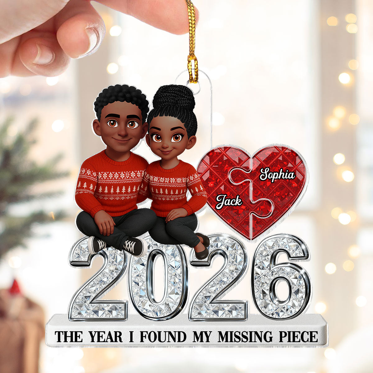 3D Effect Shining Effect Beautiful Couple The Year I Found My Missing Piece - Personalized Acrylic Ornament