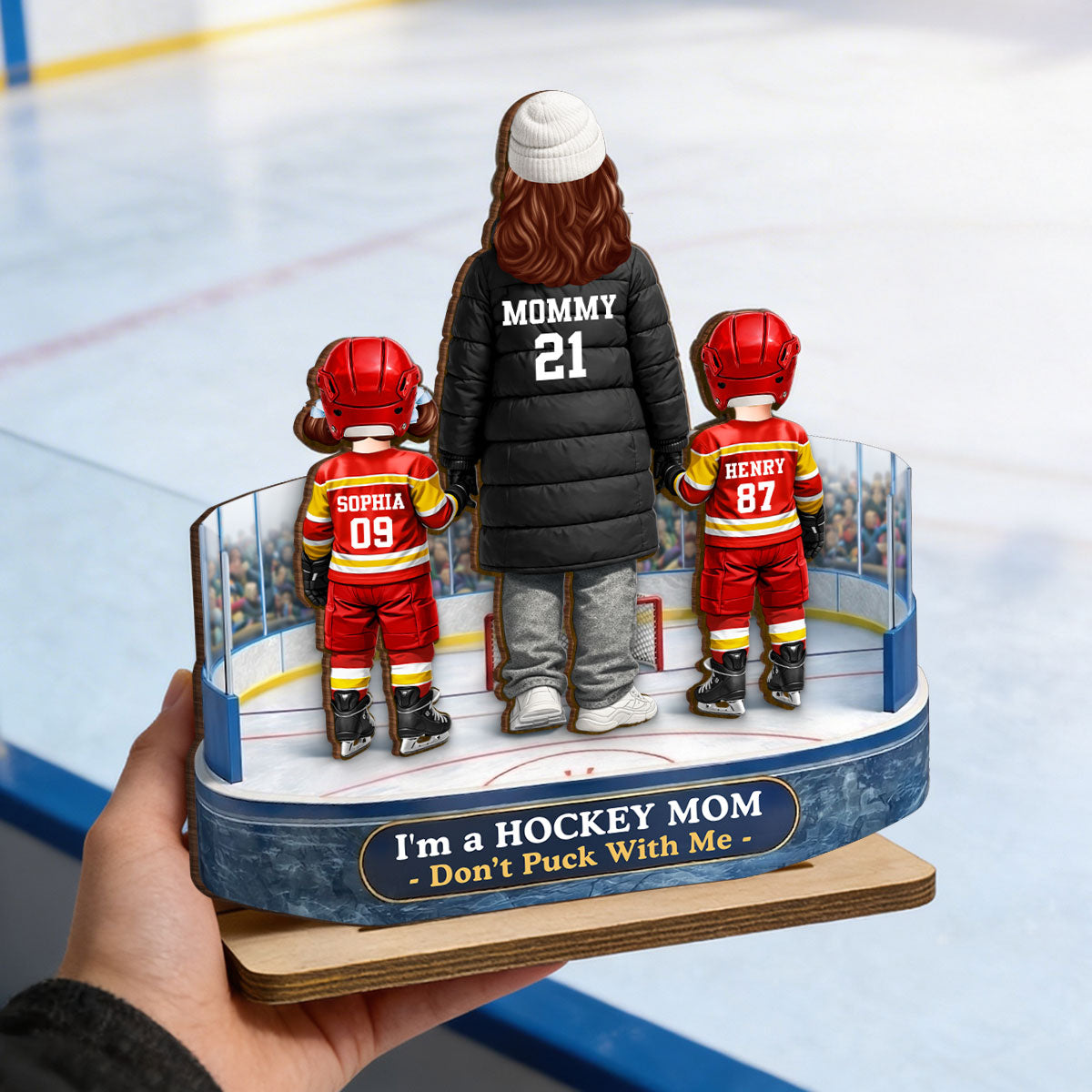 I'm A Hockey Mom Don't Puck With Me - Personalized 2-Layered Wooden Plaque - Gift For Hockey Mom