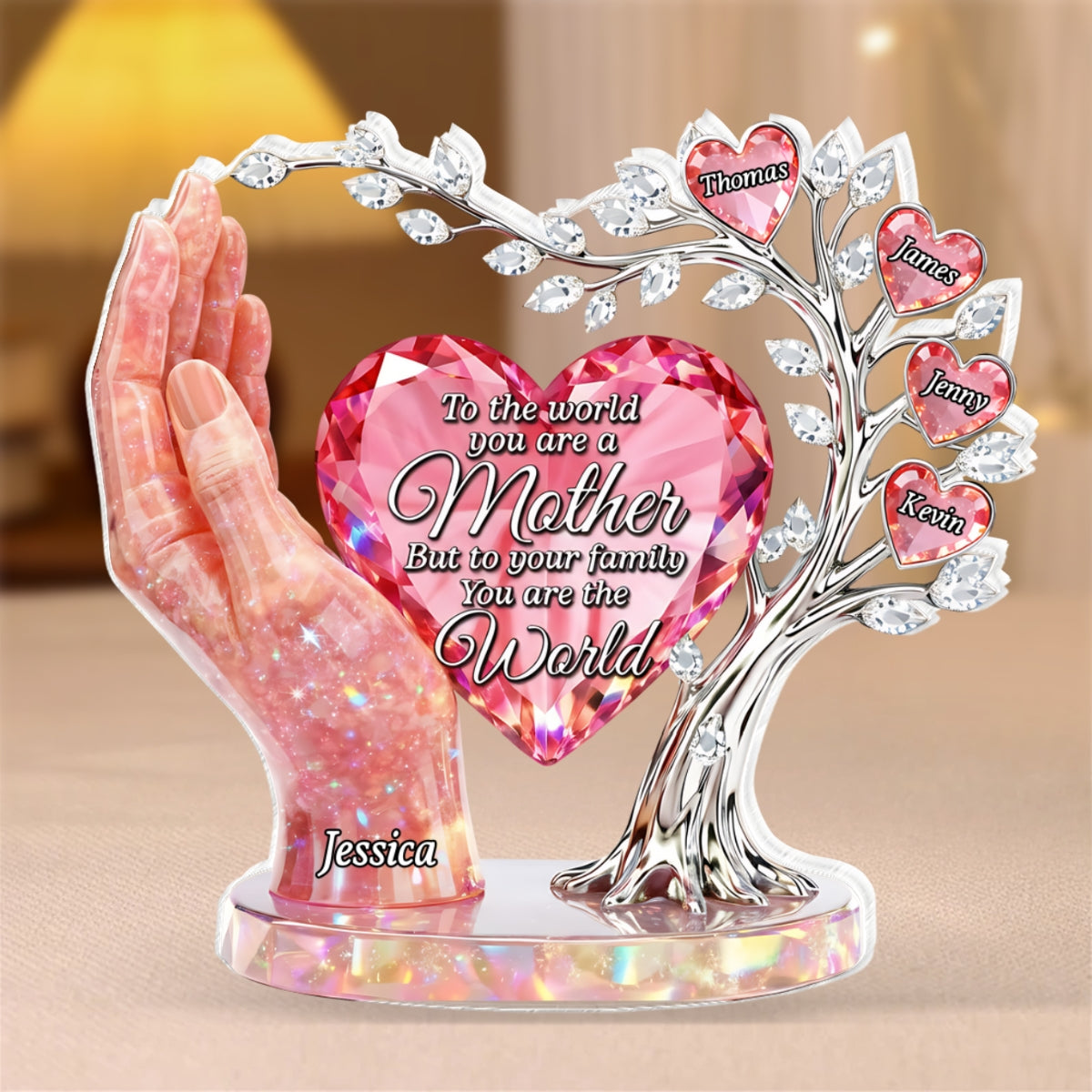 To the World You Are a Mother To Us You Are the World - Personalized Acrylic Block Plaque - Heartfelt Gift for Mom