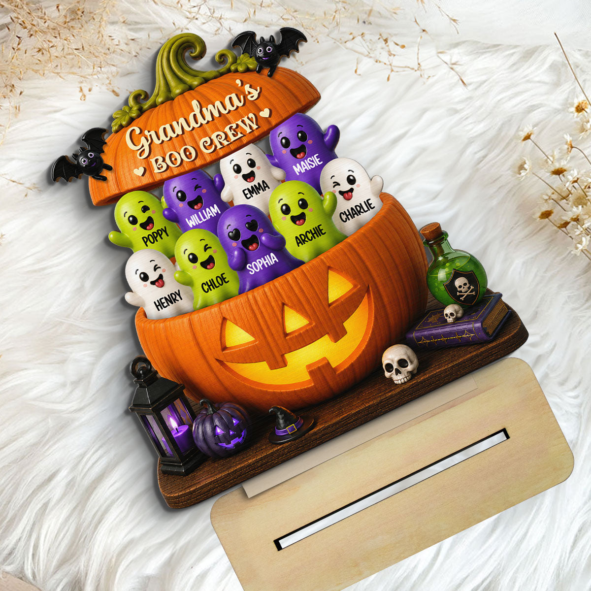 Funny Grandma Boo Crew 2D Flat - Personalized Wooden Plaque - Halloween Decoration