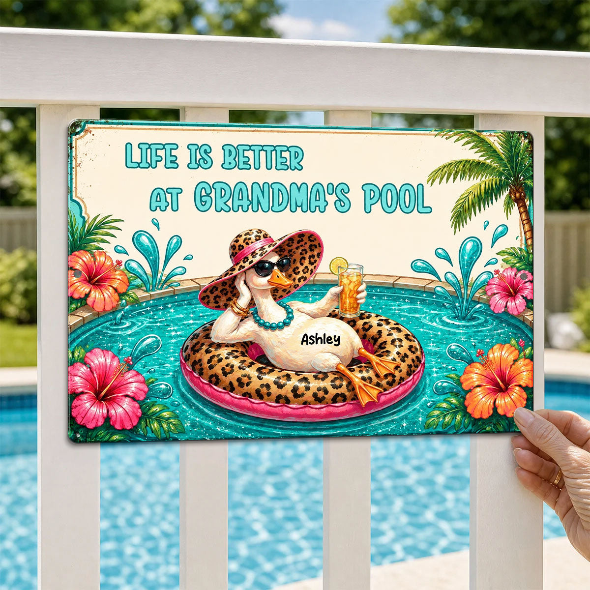 Life Is Better At Grandma's Pool - Personalized Metal Sign - Gift For Grandma, Summer Decorations