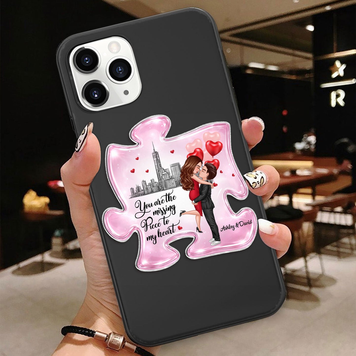 The Missing Piece To My Heart - Personalized Acrylic Magnetic Phone Grip - Anniversary Gift for Him, Gift for Her, Matching Phone Grips for Couples