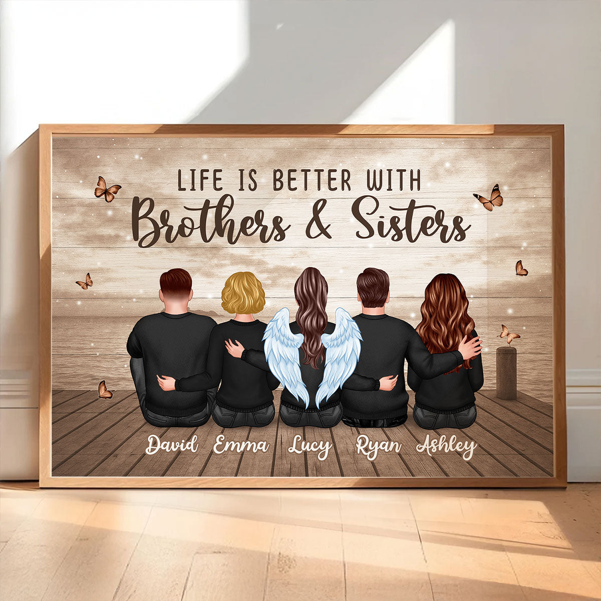 Family Siblings Besties Retro Wall Art - Personalized Poster - Sentimental Gift for Loved Ones