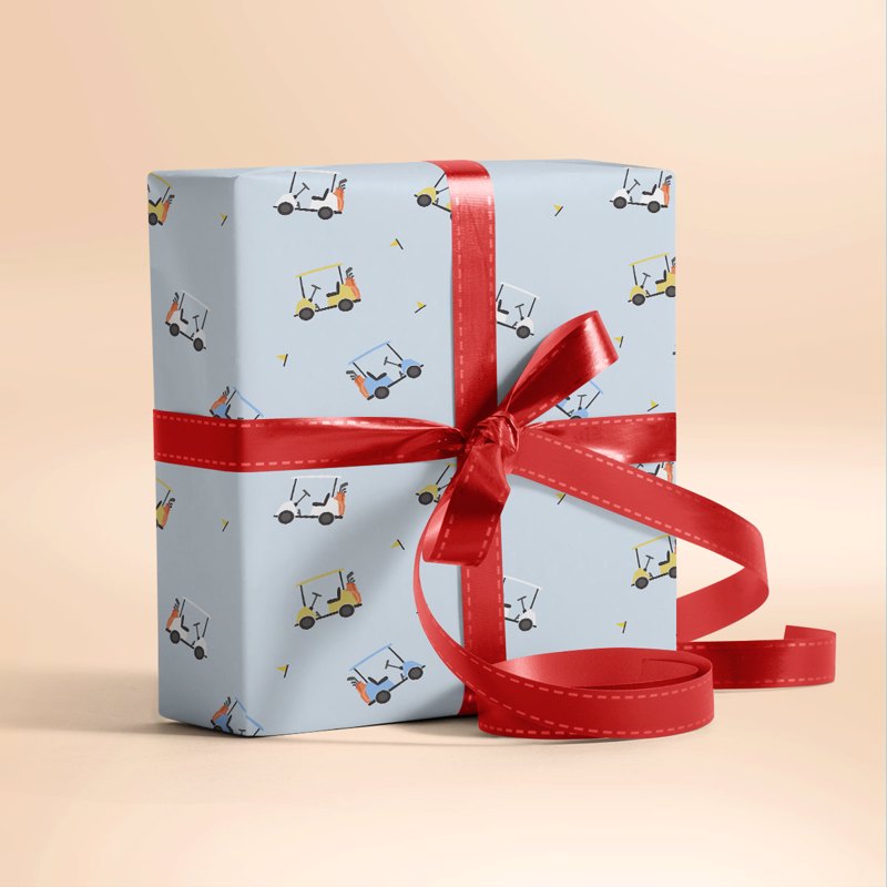 Blue Golf Cart Gift Wrapping Paper