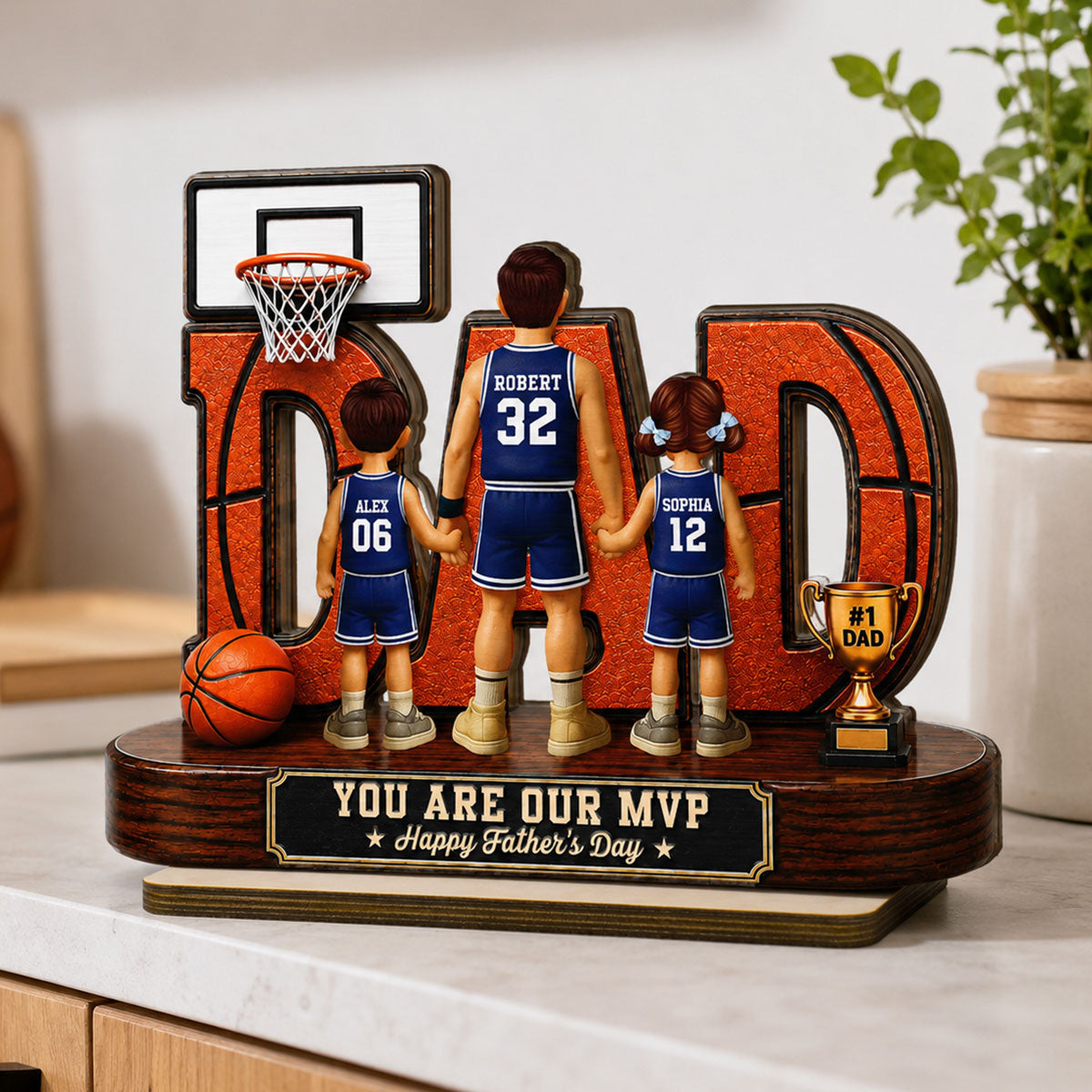 Basketball Dad Legend You Are Our MVP - Personalized 2-Layered Wooden Plaque -  Gift For Dad