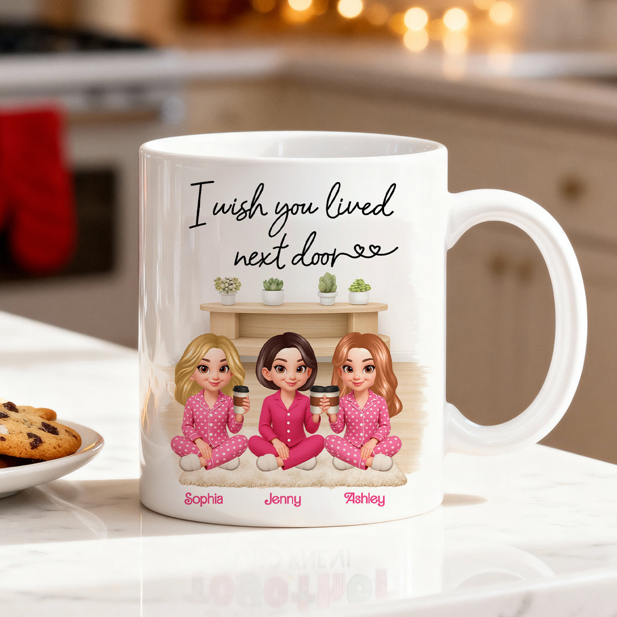 I Wish You Lived Next Door Best Friends - Personalized Mug - Christmas Gift for Besties