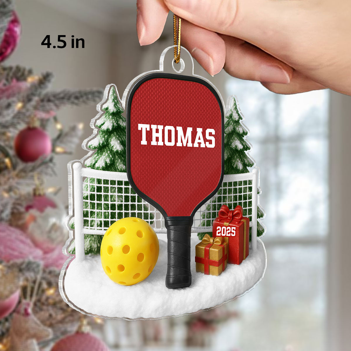3D Effect Pickleball Things - Personalized Acrylic Ornament - Christmas Gift For Pickleball Players