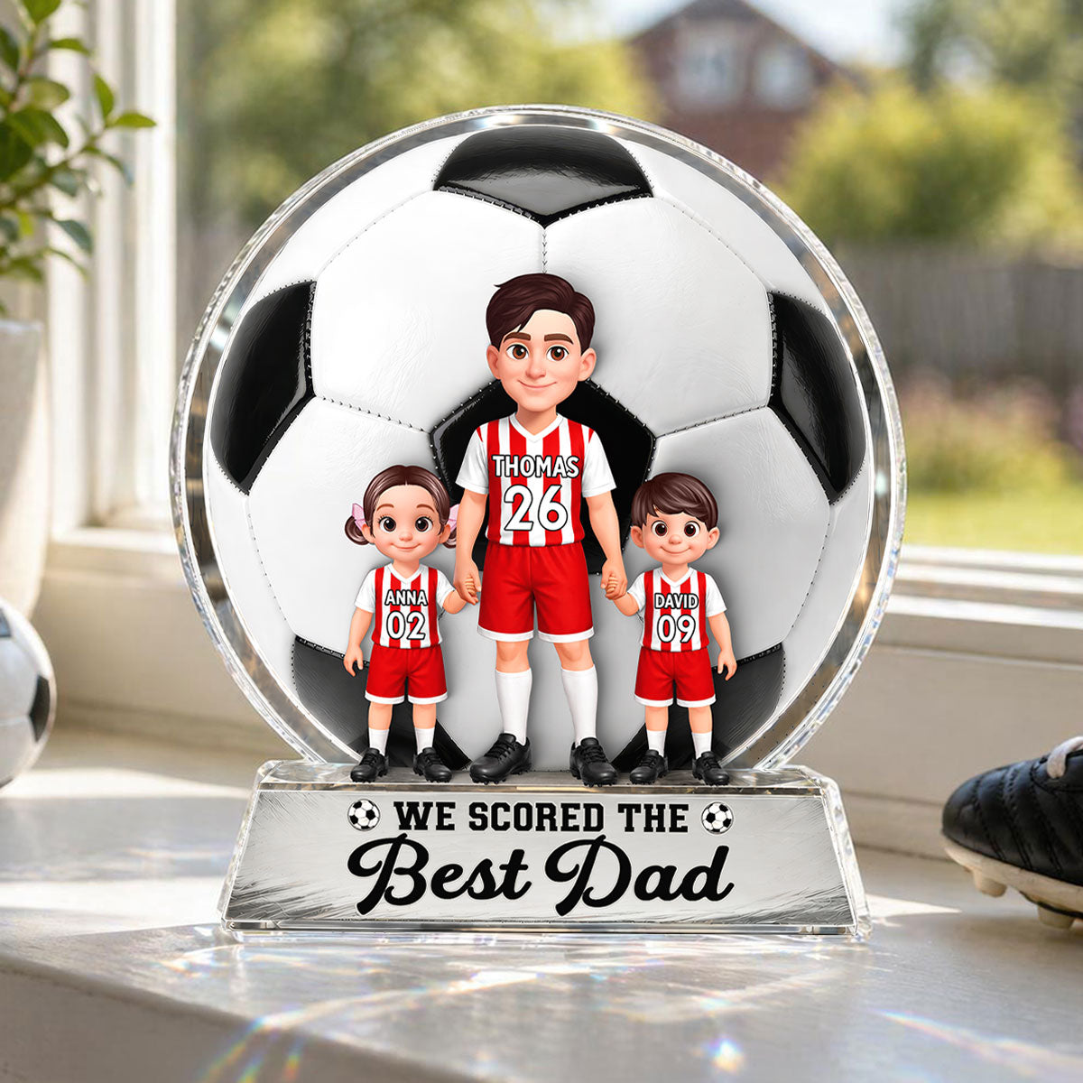 No 1 Soccer Dad We Scored The Best Dad - Personalized Acrylic Block Plaque -  Gift For Dad, Husband, Soccer Lovers