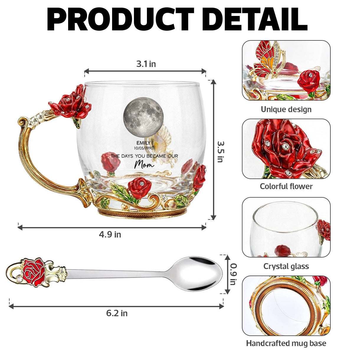 The Days You Became Our Mom - Personalized Enamel Flower Tea Cup - Gift For Mom