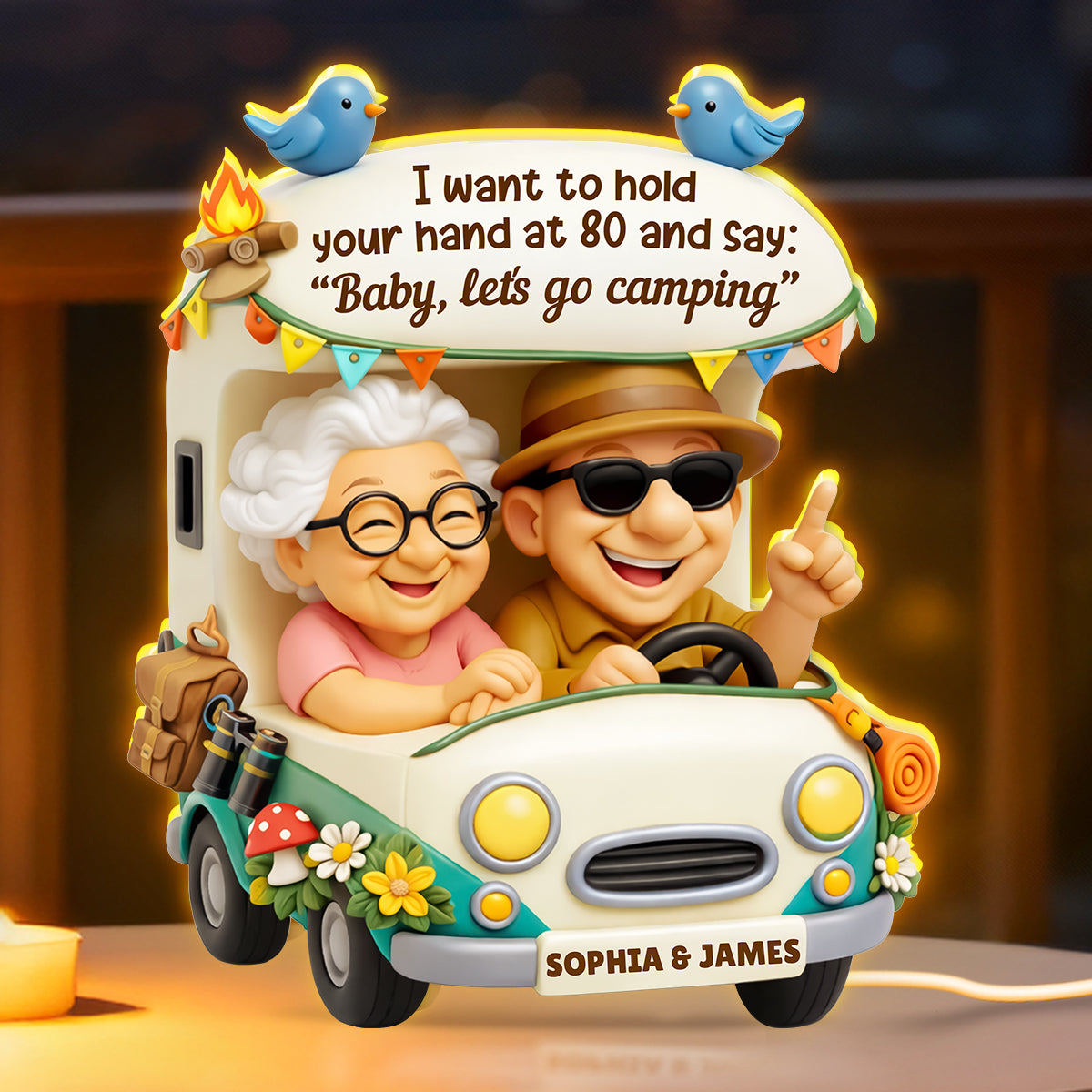 Baby Let's Go Camping Romantic Couple - Personalized Light Box - Anniversary, Valentine's Day Gift, Gift For Him, Gift For Her