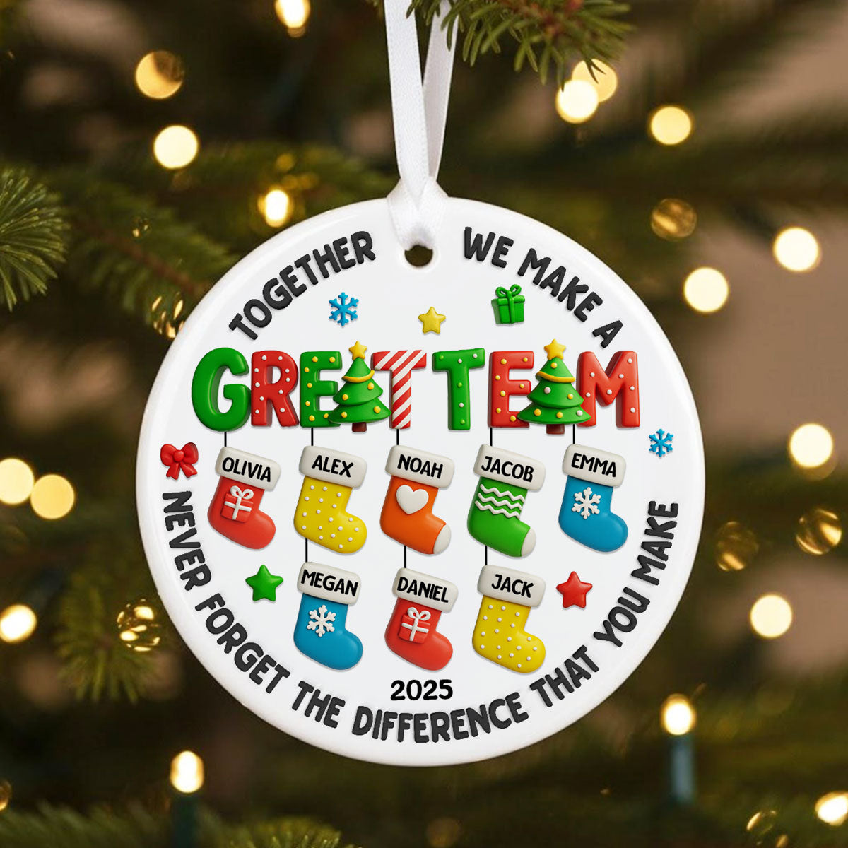 Together We Make A Great Team - Personalized Ceramic Ornament - Christmas Gift for Coworker