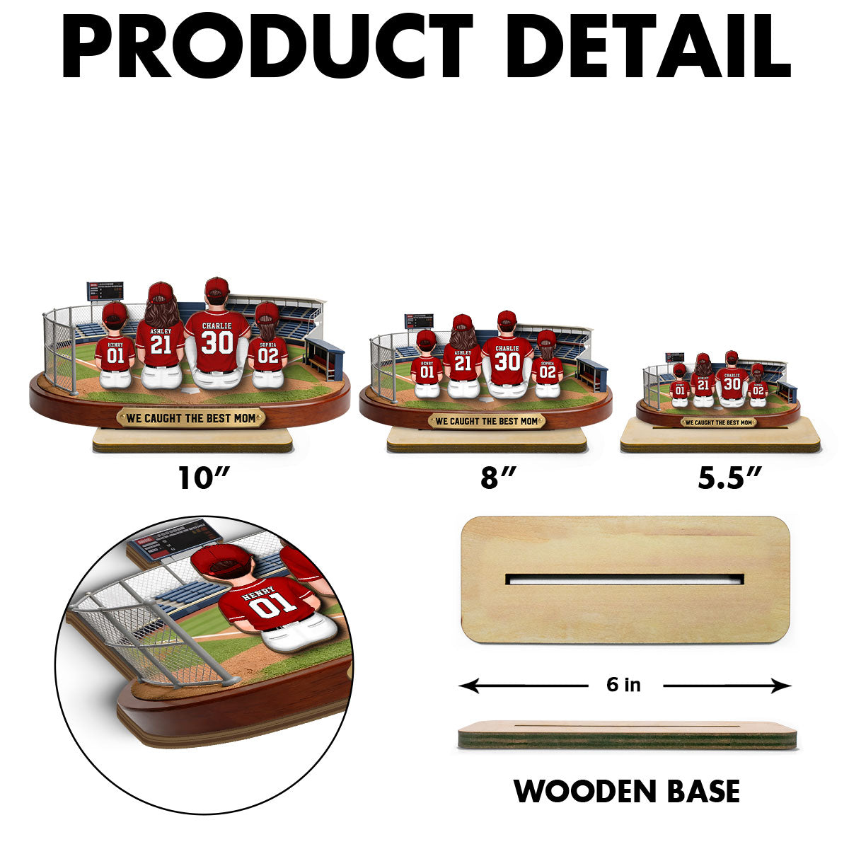 Baseball Family Daddy's Mommy's Dream Team - Personalized 2-Layered Wooden Plaque -  Gift For Baseball Dad, Mom