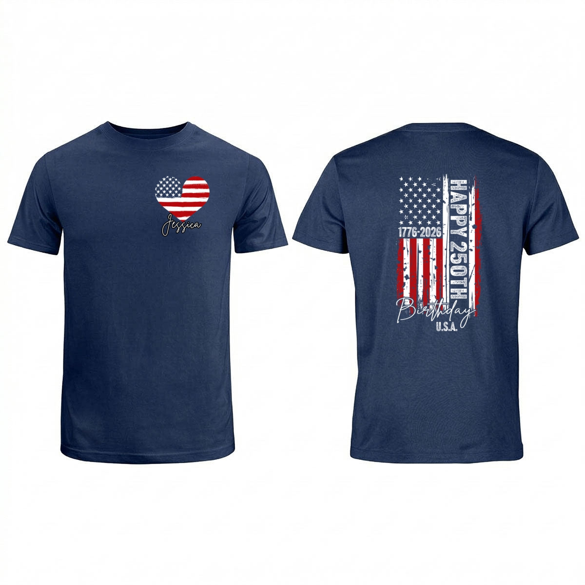 America 250th Anniversary USA Birthday 1776 - 2026 - Personalized Double-Sided Shirt - Family Matching Shirt, Patriotic Crew Shirt