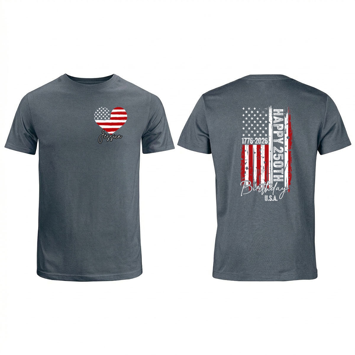 America 250th Anniversary USA Birthday 1776 - 2026 - Personalized Double-Sided Shirt - Family Matching Shirt, Patriotic Crew Shirt