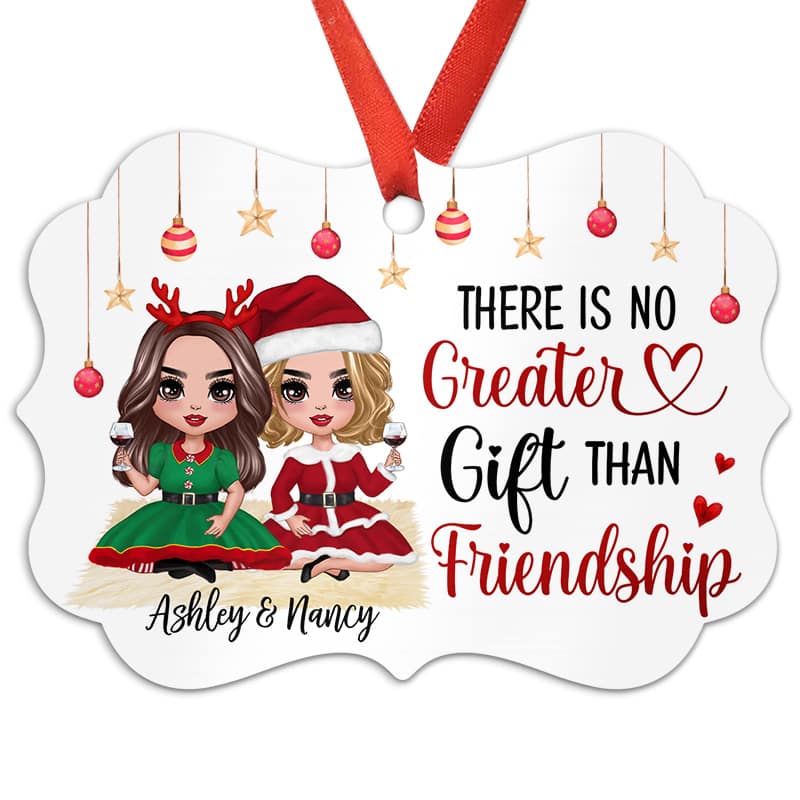 Christmas Doll Besties Sitting Personalized Christmas Ornament