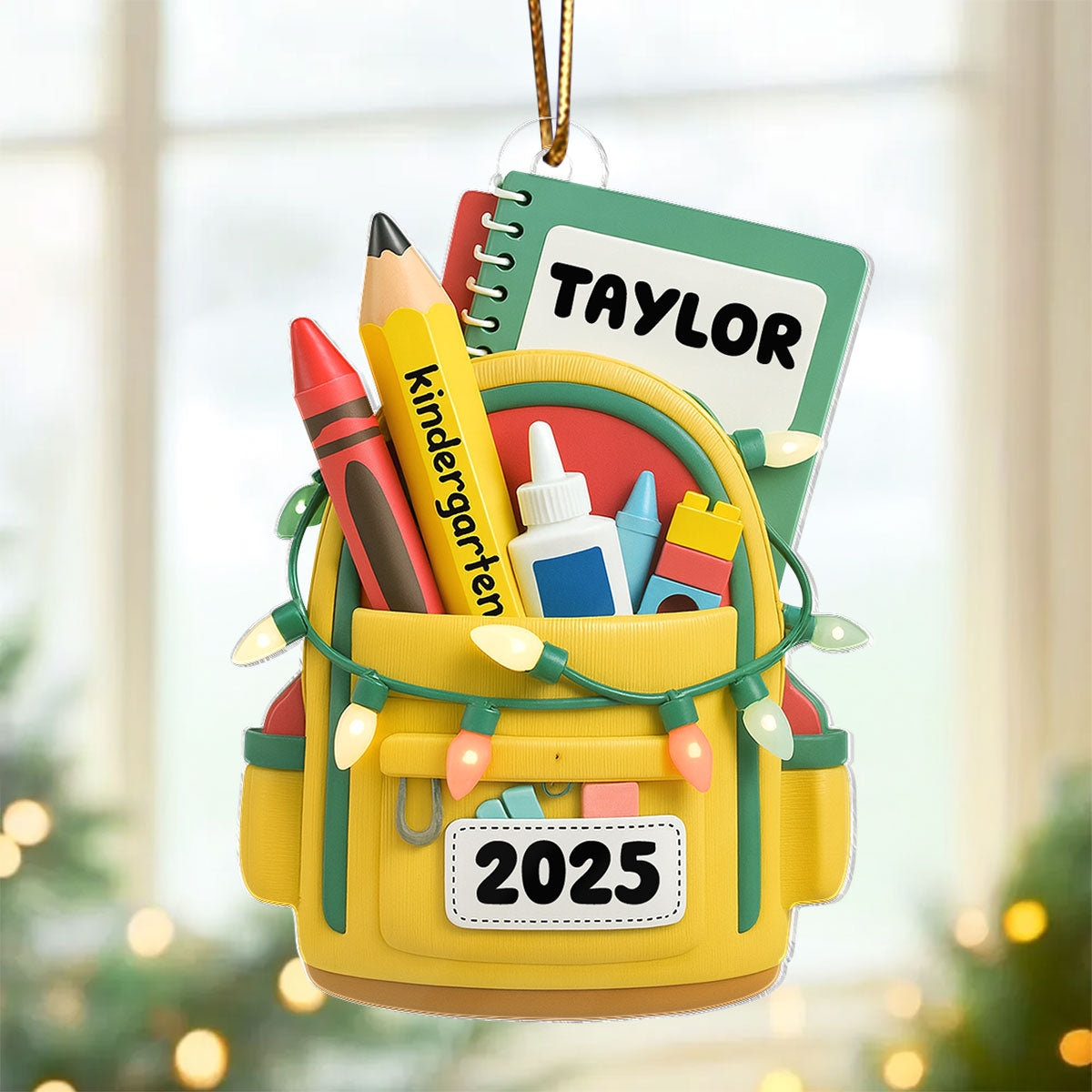 School Backpack Ornament 2026 - Personalized Acrylic Ornament - Christmas Gift for Kid, Grandkids