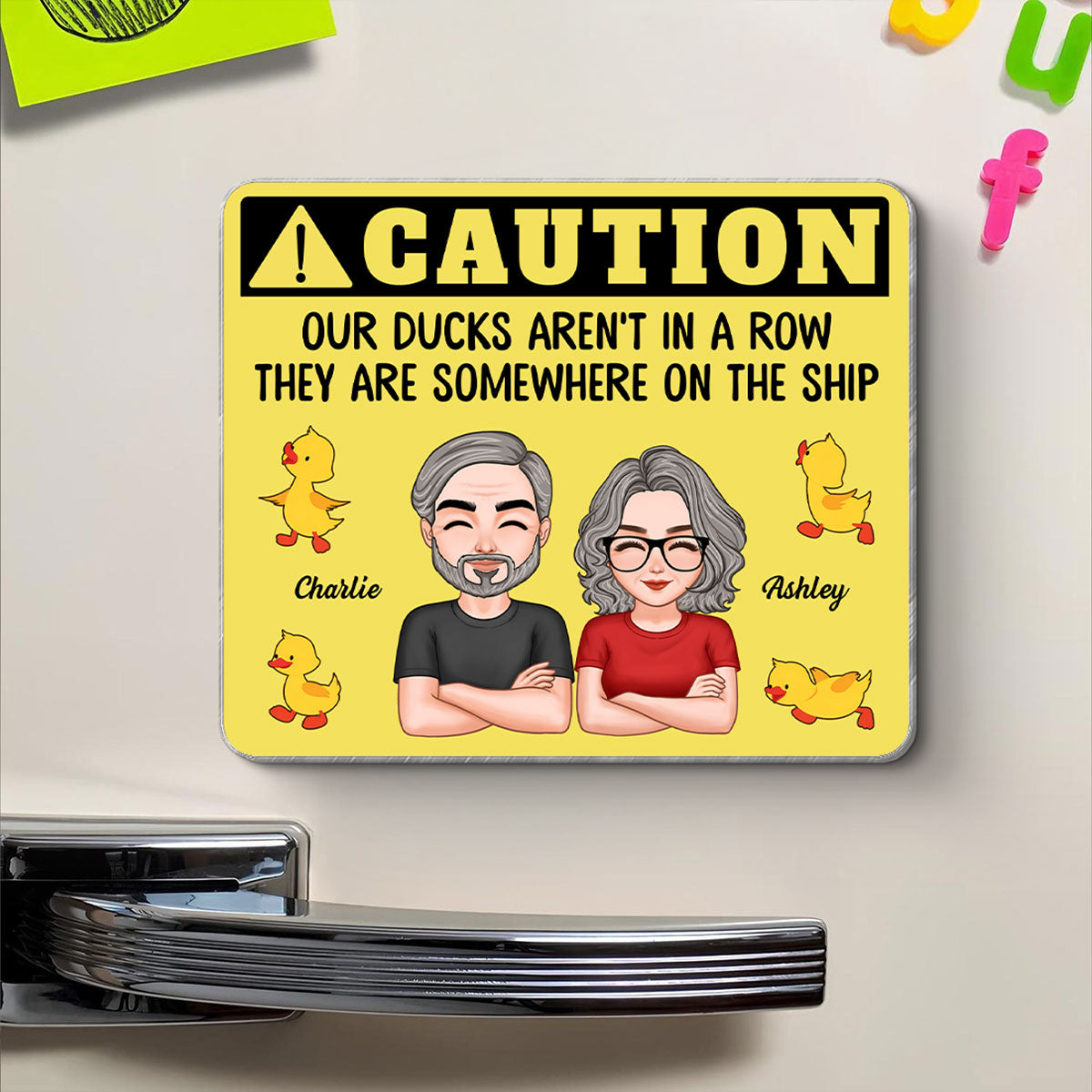Caution My Ducks Somewhere On The Ship - Personalized Cruise Ship Door Magnet - Cruise Ship Door Decorations