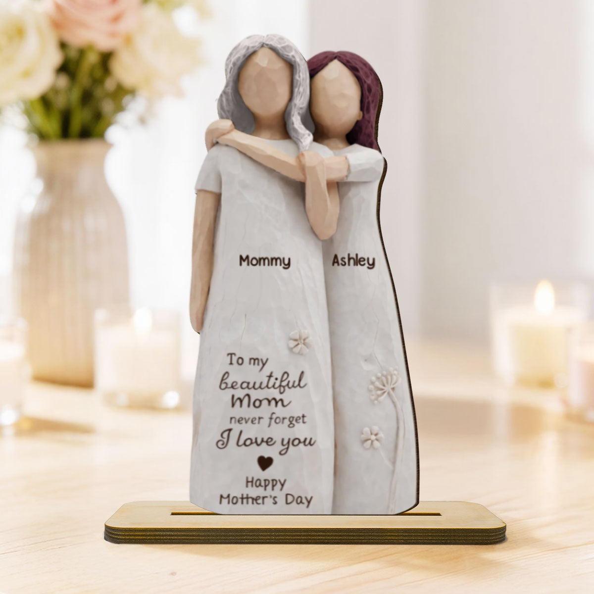 Mom Never Forget I Love You - Personalized 2-Layered Wooden Plaque - Mother's Day Gift For Mom