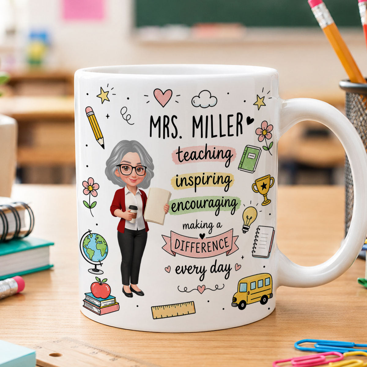 Teacher Teaching Inspiring Encouraging - Personalized Mug - Teacher Appreciation Gift, Back To School Gift For Teachers
