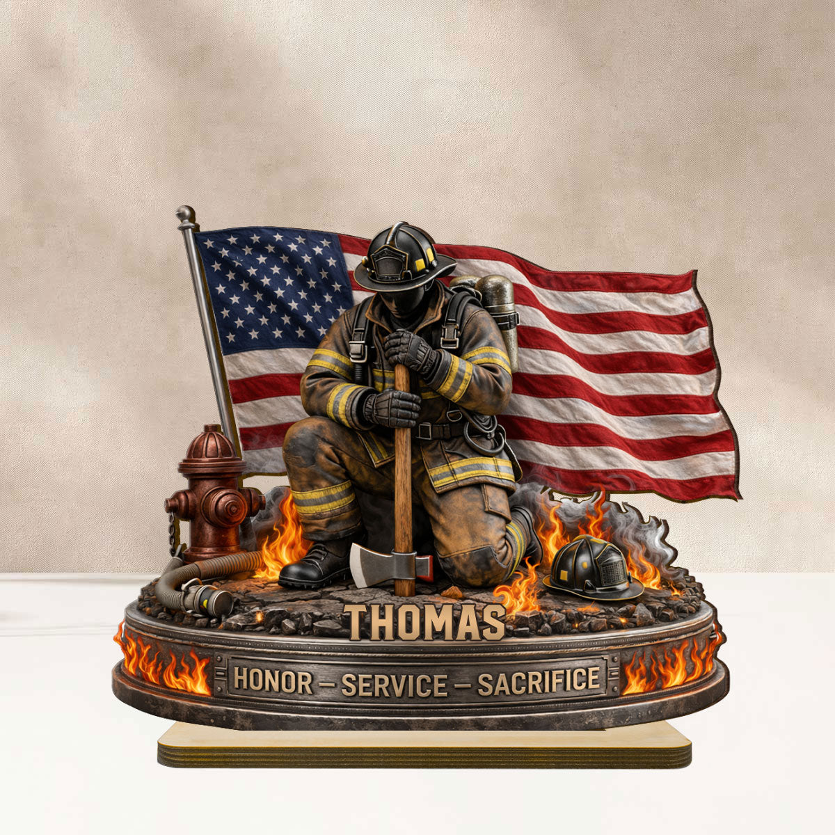 Firefighter Honor Service Sacrifice - Personalized Wooden Plaque - Appreciation