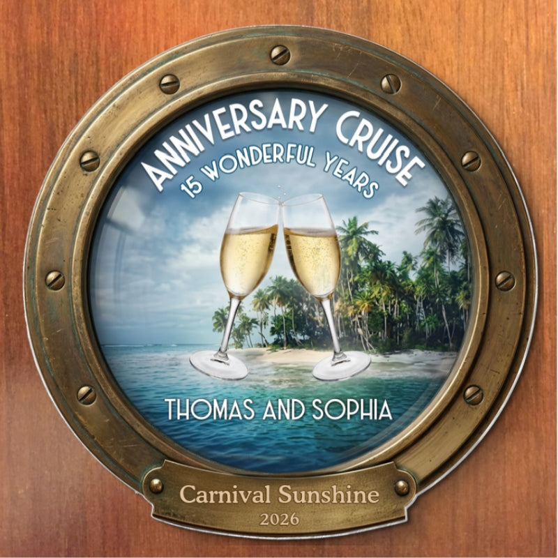 Anniversary Cruise Couple Name - Personalized Cruise Cabin Door Magnet - Anniversary Cruise