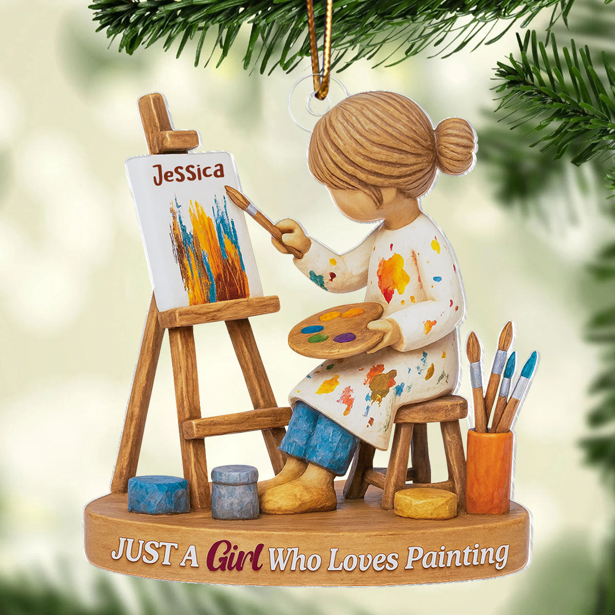 Just A Girl Who Loves Painting - Personalized Acrylic Ornament, Thoughtful Christmas Gift for Artist, Painter, Art Teacher Decor
