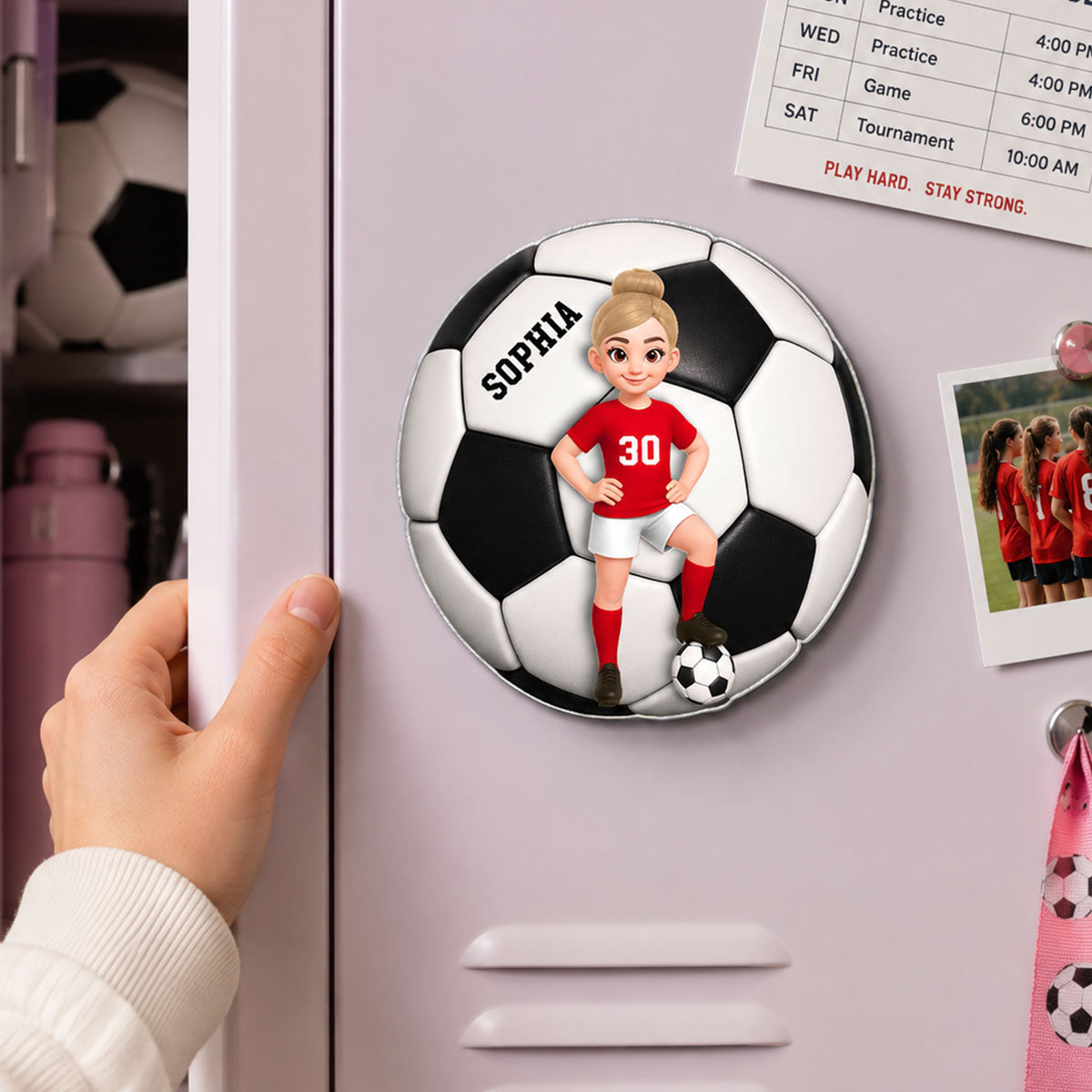 Soccer Boy & Girl - Personalized Acrylic Locker Magnet - Back To School Gift For Daughters, Sons, Grandkids, Teenagers