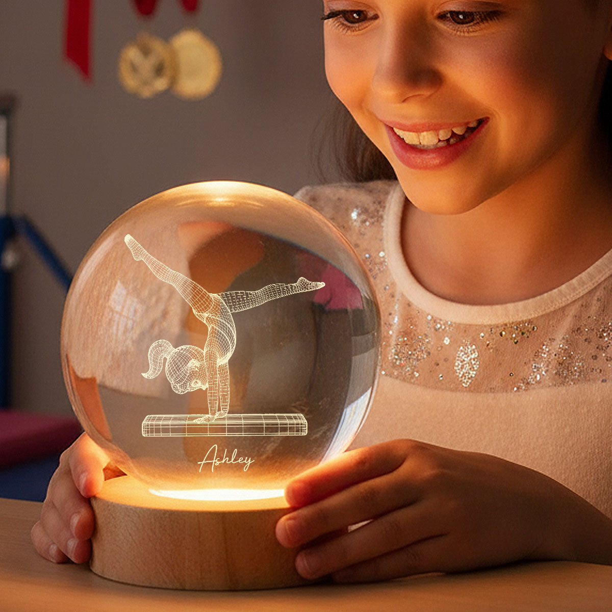 Sport Lover 3D Illusion Art - Personalized Crystal Ball LED Night Light - Gift For Sport Lover Baseball, Football, Gymnastics, Volleyball, Soccer