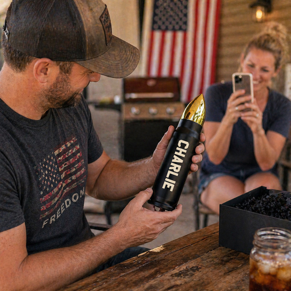 We The People Custom Name - Personalized Bullet Tumbler - United States 250th Anniversary Keepsake USA Patriotic, 4th of July Gifts