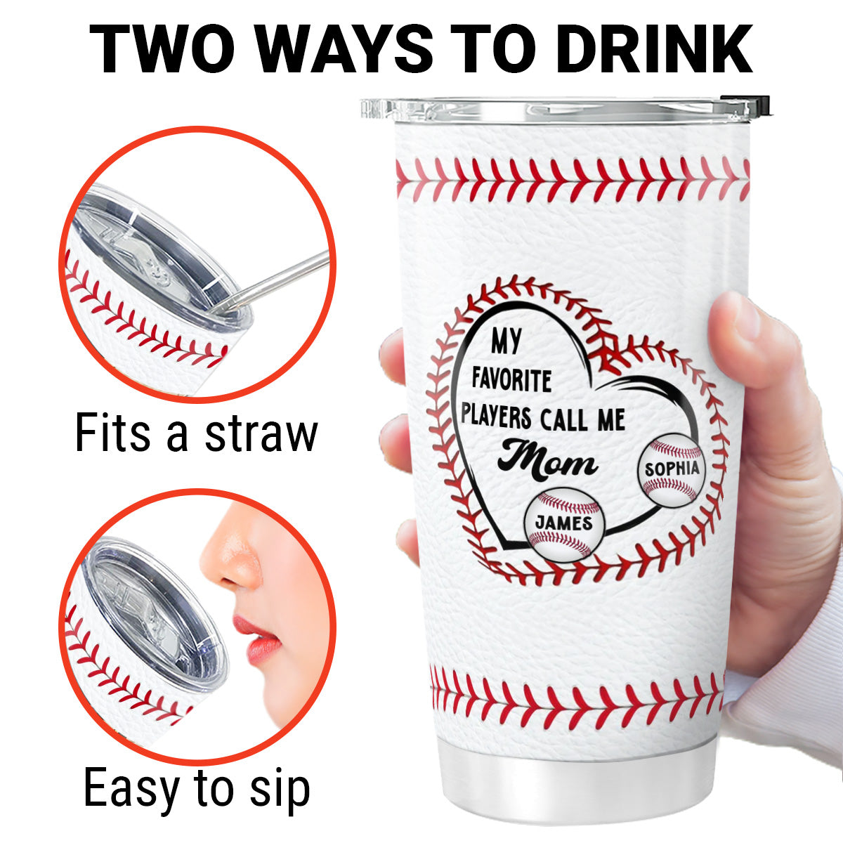 My Favorite Baseball Player Calls Me Mom - Personalized Tumbler - Mother's Day Gift For Baseball Mom