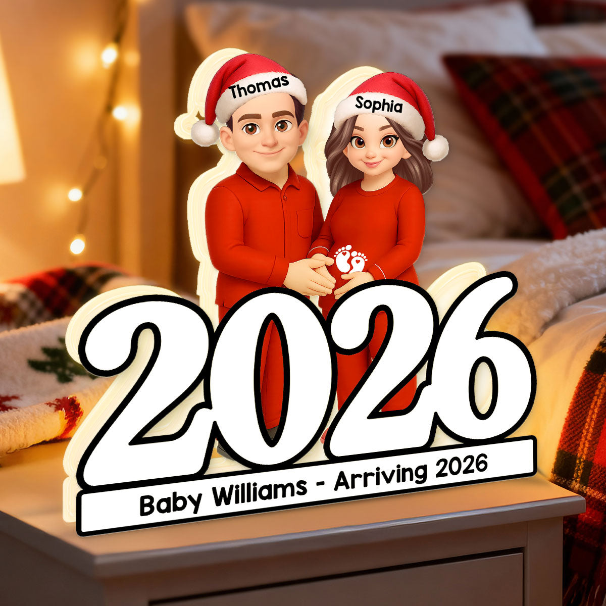 Expecting Parents Christmas Pregnancy Baby Arriving - Personalized Light Box