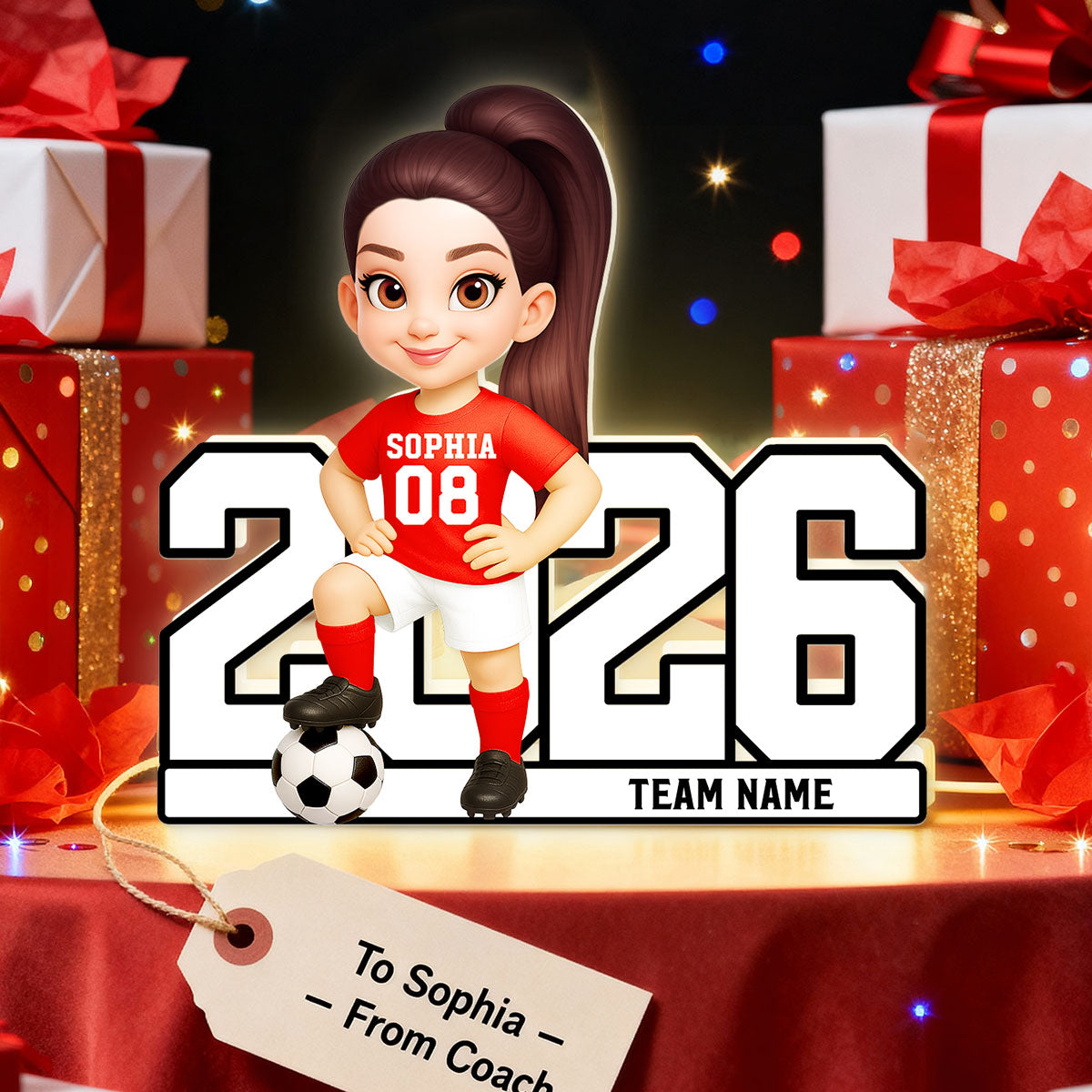 Christmas Soccer Player - Personalized Light Box - Gift For Soccer Lovers, Soccer Team