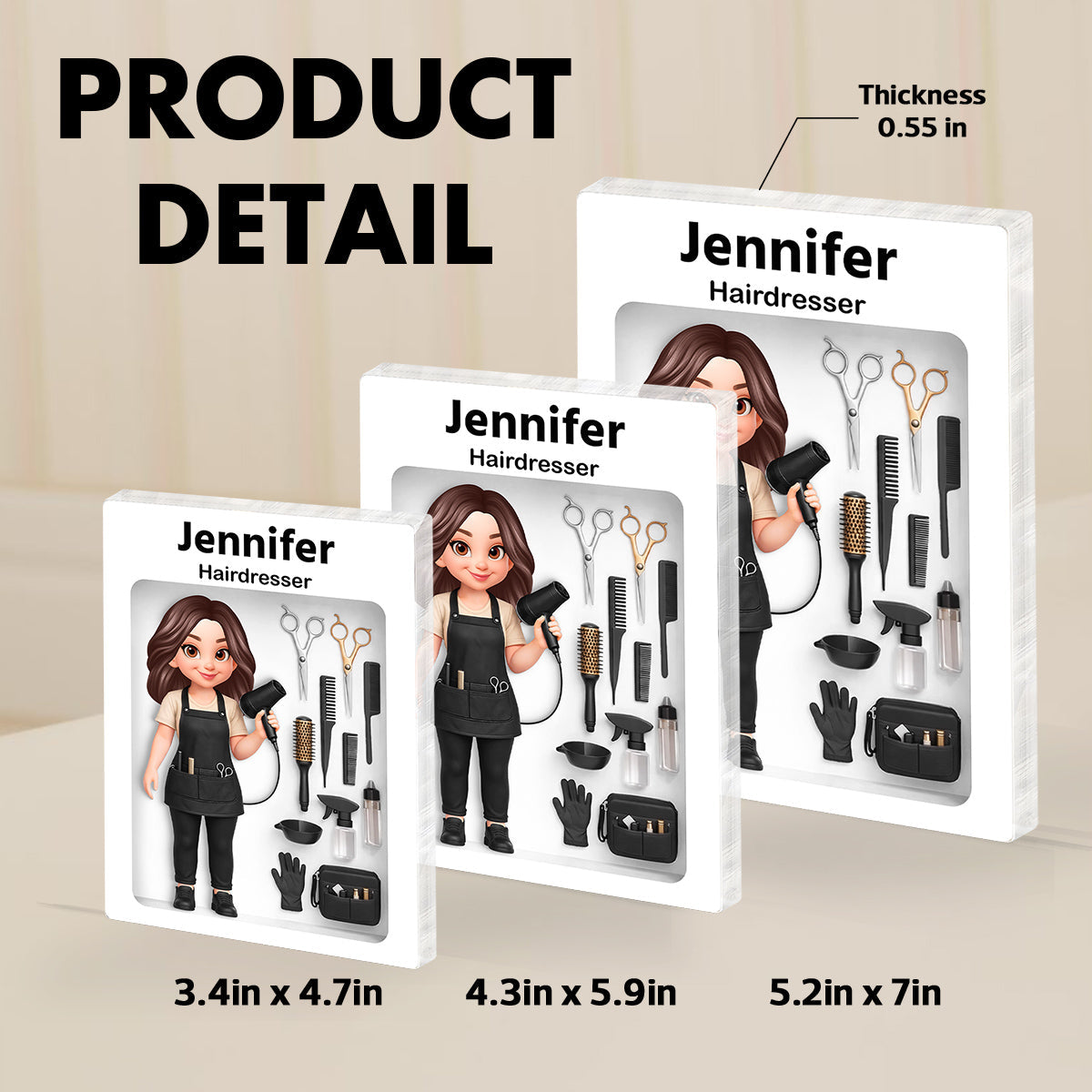 Hairdresser 3D Action Figure - Personalized Acrylic Block Plaque - Gift for Hairdressers