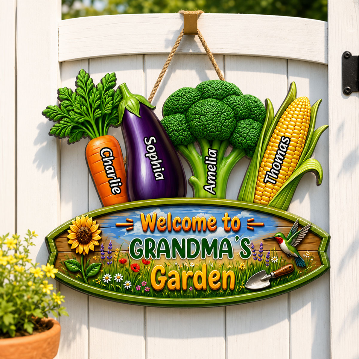 Welcome To Grandma's Garden - Personalized Wood Sign - Gift For Grandma, Garden Decorations