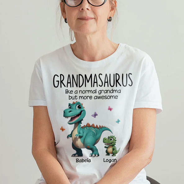 Grandmasaurus And Kids 3D Effect Dinosaurs Personalized Shirt | A Heartfelt Gift for Grandma's Birthday, Mother’s Day, or Just Because