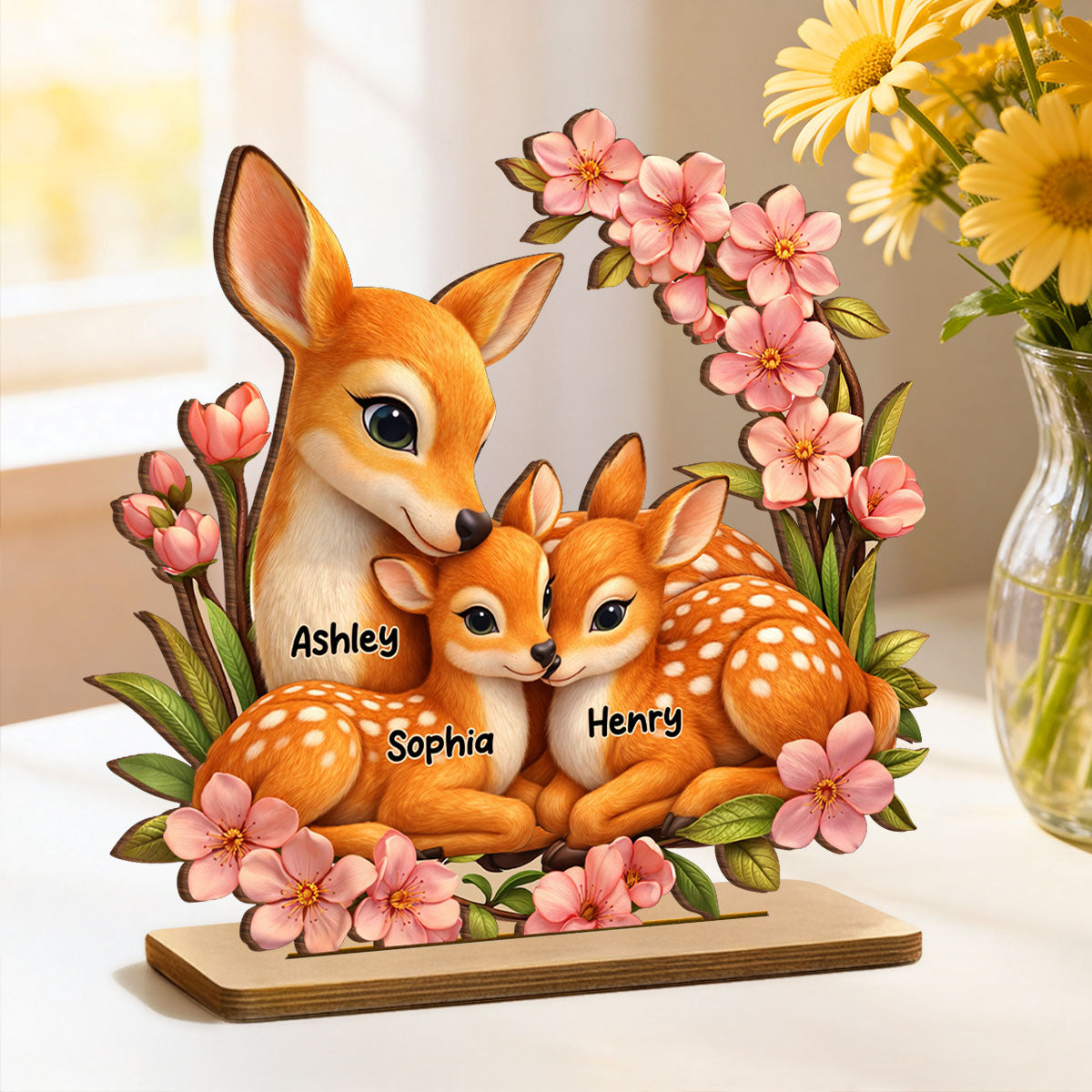 Deer And Fawn - Personalized Wooden Plaque - Heartfelt Mother's Day Gift for Mom, Wife