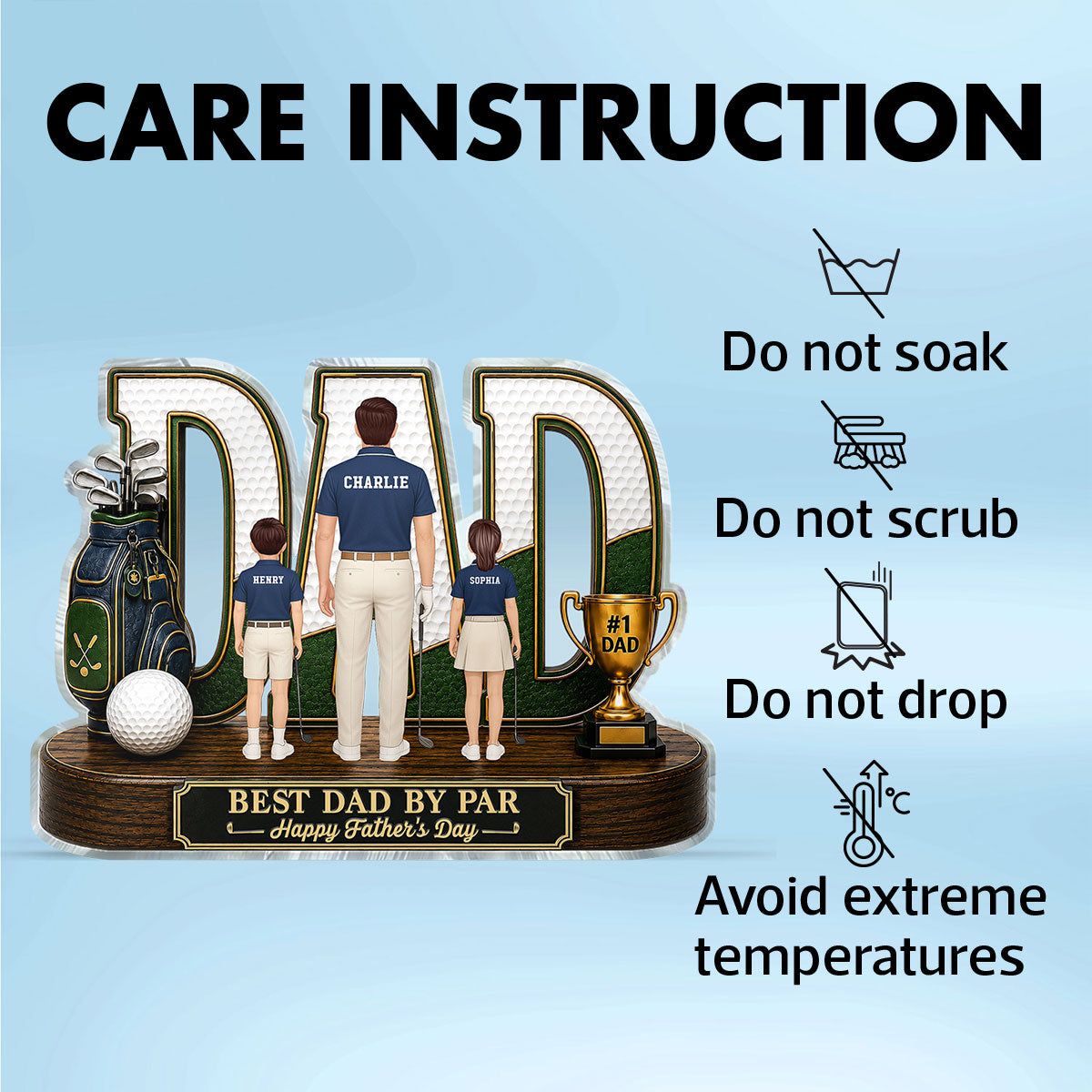 Golf Dad Legend Best Dad By Par - Personalized Acrylic Block Plaque - Unique Trending  Gift For Dad